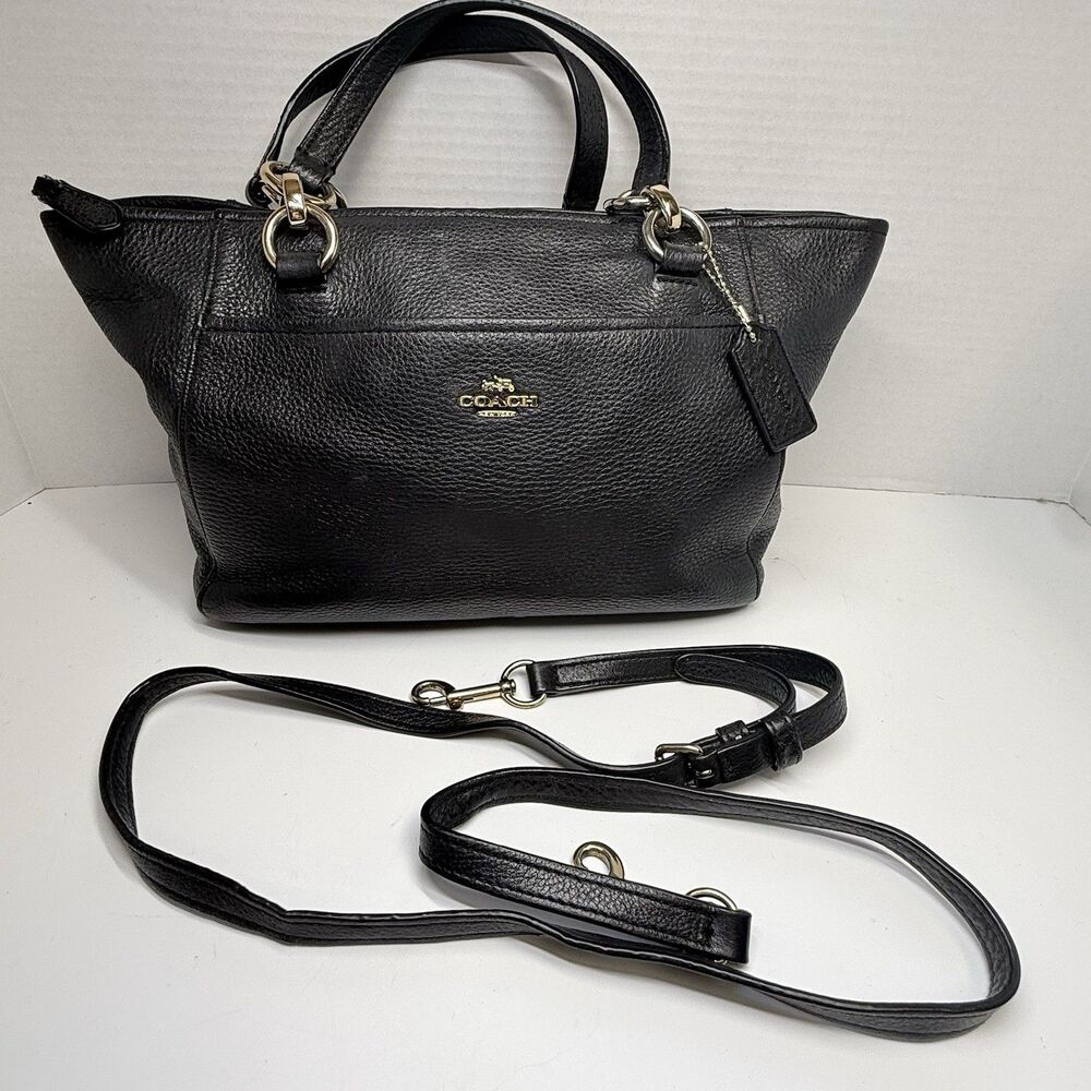 Coach Mini Ellis Black Pebbled Leather Tote Satchel Crossbody Bag
